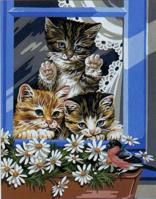 Схема вышивки «Кот в окне» (№1745543) - Вышивка крестом